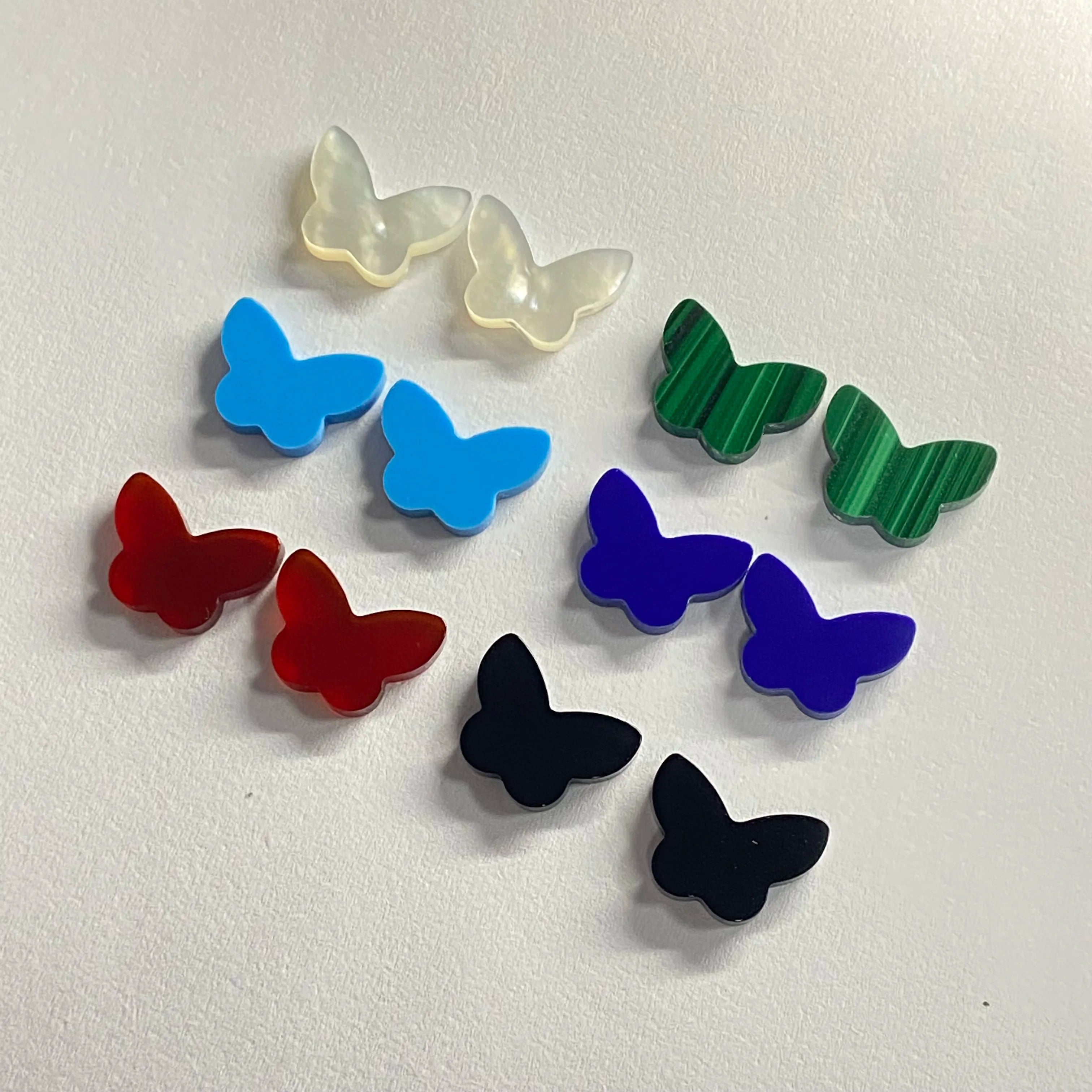 Natural Mother of Pearl Agate Onyx 6.5x8.8x2.2mm Butterfly Shape 6.5x8.8MM Synthetic Turquoise Lapis Natural Green Malachite