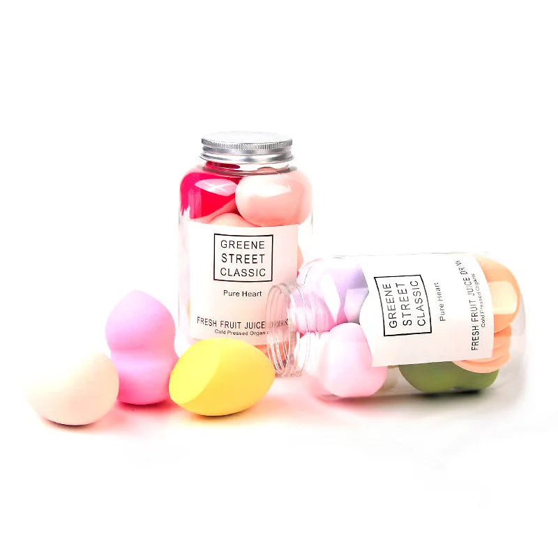 Hot Sale 10pcs Set Cosmetic Puff Foundation Powder Smooth Cream Blending Multi Shape Water Face Beauty Makeup Sponge with Bottle
