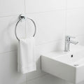 Modern Chrome Brushed Zinc Alloy & Stainless Steel Eco-Friendly Wall-mounted Round Towel Ring for Hotel's Bathroom Design