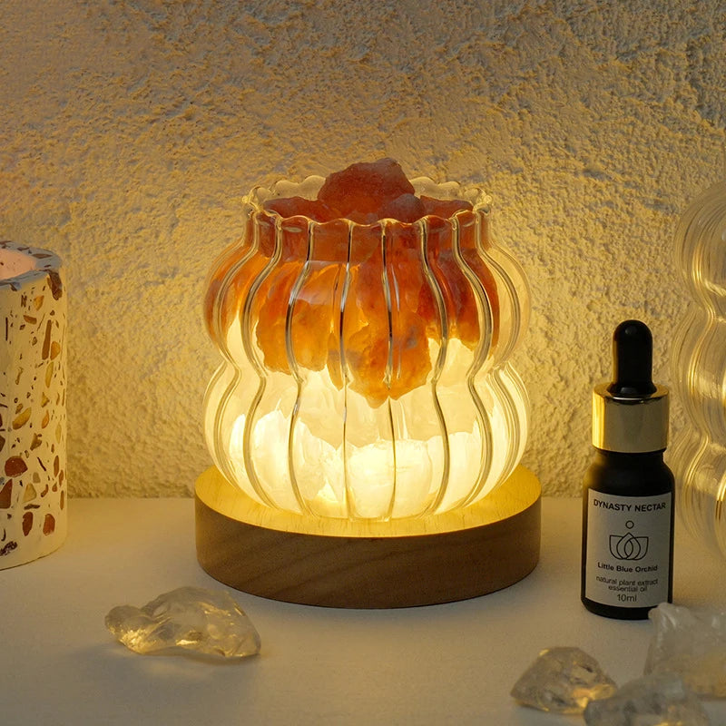 Creative Aromatherapy Oil Crystal Lamp Salt Lamp USB Charging Romantic Night Light Natural Stone Salt Lamp for Bedroom&Gifts