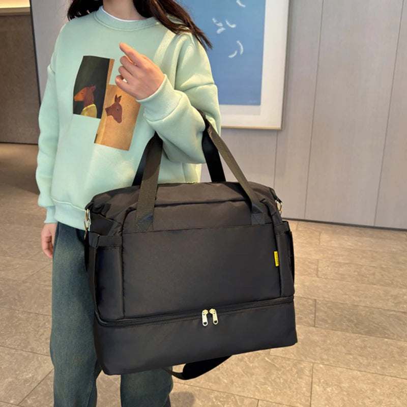 2024 New Stylish Multi-Color 2pcs Travel Gym Bag Expandable Foldable Waterproof Nylon Luggage Shoe Compartment for Gym Casual