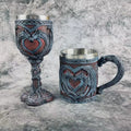Double Dragon Cup Stainless Steel Resin Beer DRA04 DRA54 Stein Medieval Viking Mug Vintage Coffee Goblet