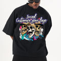Custom Crew Neck Sun Faded Heat-Transfer Printed Polyester Oversized Vintage Acid Washed Drop Shoulder Boxy Men's T-Shirt