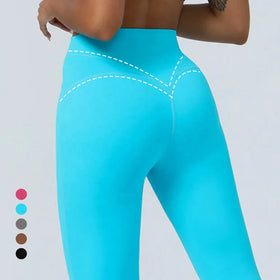 SHINBENE Running Compression Sports Leggings V Hip Line High Waist Yoga Pants Workout Leggings for Women