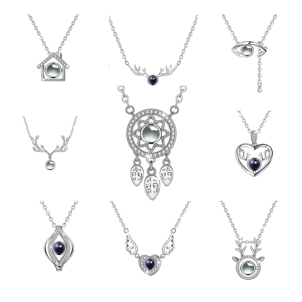 Romantic Love Memory 100 Languages I Love You Projection Pendant Necklace