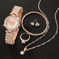 New 5pcs/set Women's Steel Strap Watch Set Fashion Personality Full Diamond Butterfly Quartz Steel Strap Watch Set MegaBDM