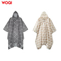 WOQI Adult Hooded Raincoat With Pockets Waterproof Printed Unisex Raincoat Suitable for Hiking and Camping