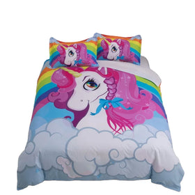 Unicorn Cotton Bedding Sets Customized Print Designs Bedsheet Set Home Use Duvet Cover Set