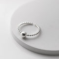 Wish Jewelry Anti-Allergic Round Beaded Rings Rose Gold Plated S925 Silver Ball Open Ring Jewelry for Women