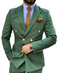 British Style 2025 Men Suits Green Double Breasted With Custom Made Wedding Tuxedo for Formal Prom Groom 2 Pcs Men blazer Suit