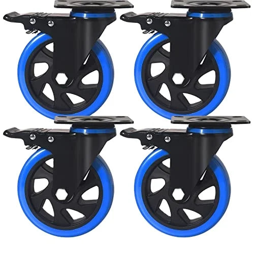 3/4/5 Inch Ruedas Giratorias Blue Pvc Swivel Industrial Swivel Castor Suppliers 3 Inch Industrial Caster Wheels