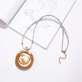 TongLing European Circle Nahlock Necklace Jewelry Wooden Charm Necklace for Women Pendent Necklace