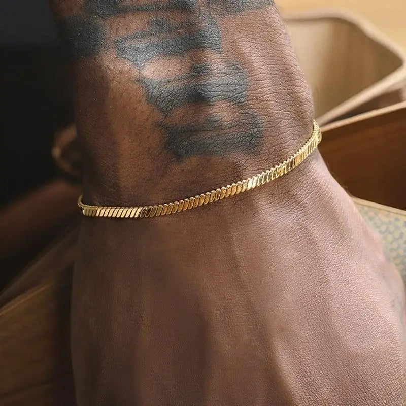 Minimalist Geometric 18K Real Gold Plated Stainless Steel Hiphop Jewelry Adjustable Bracelets for Mens