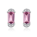 Minimalist Fine Jewelry 925 Sterling Silver Rhinestone Zircons Diamond Women Fashion Simple Baguette Gemstone Earrings