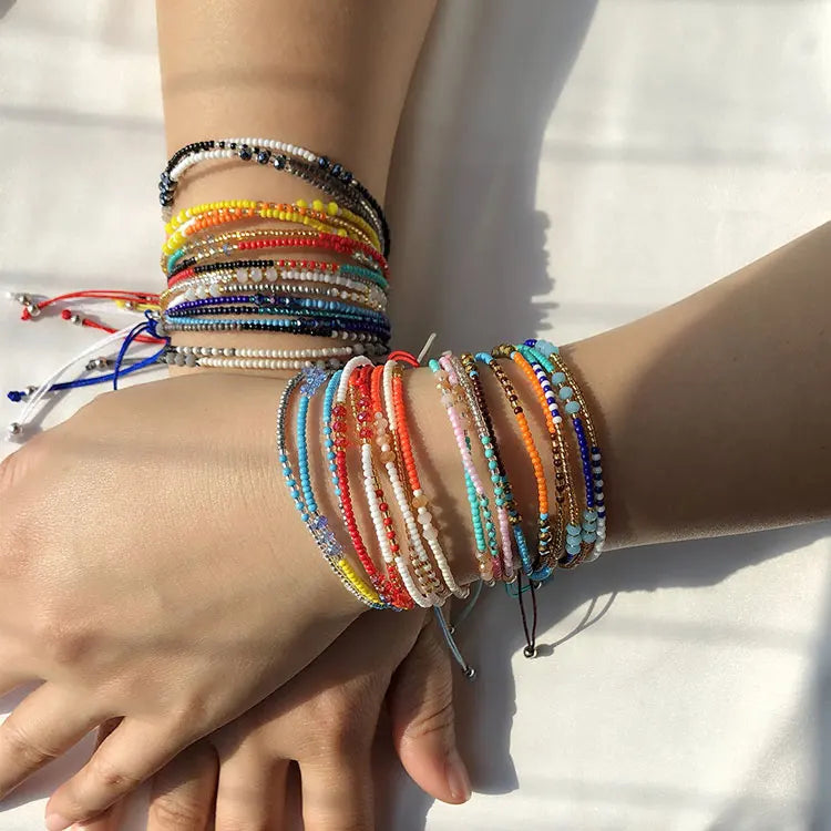 SC Wholesale Stackable Multilayer Wrap Bracelets Women Adjustable Bohemian Colorful Crystal Miyuki Beads Bracelets for Girls