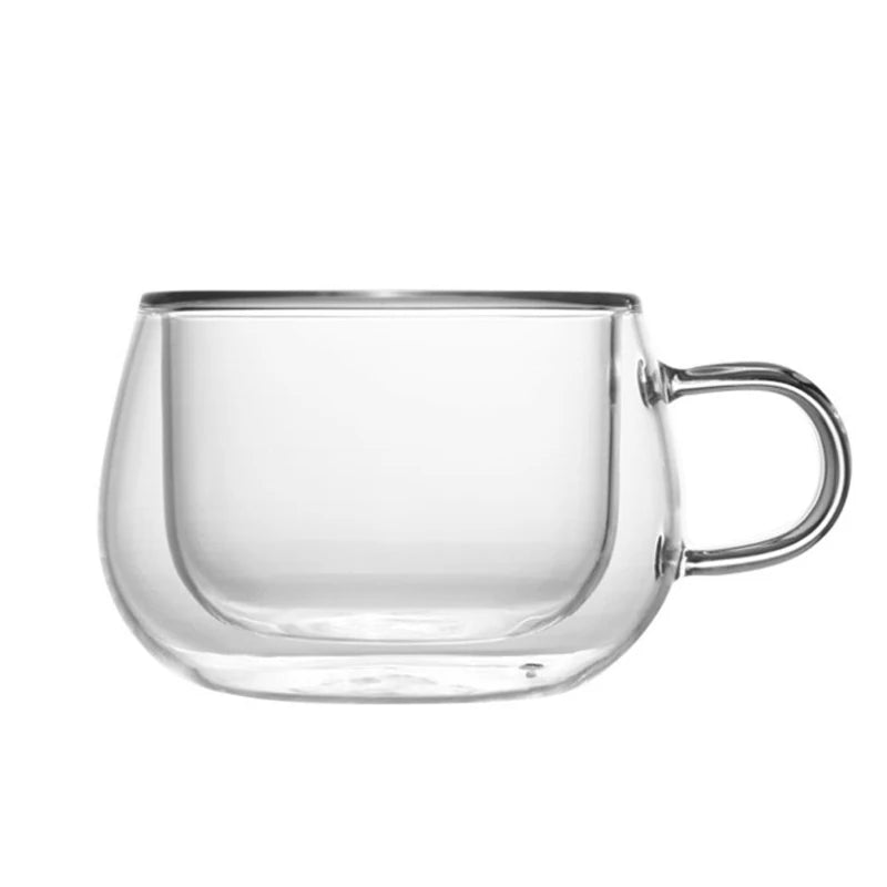 Logo Customized Double Walled Glass Cup Double Layer Insulate Drinking Glass Double Wall Cup for Oat Yogurt