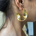 Metal Gold Plated Irregular C Shape Hoop Earrings Statement Big Twisted Circle Hoop Earrings Women