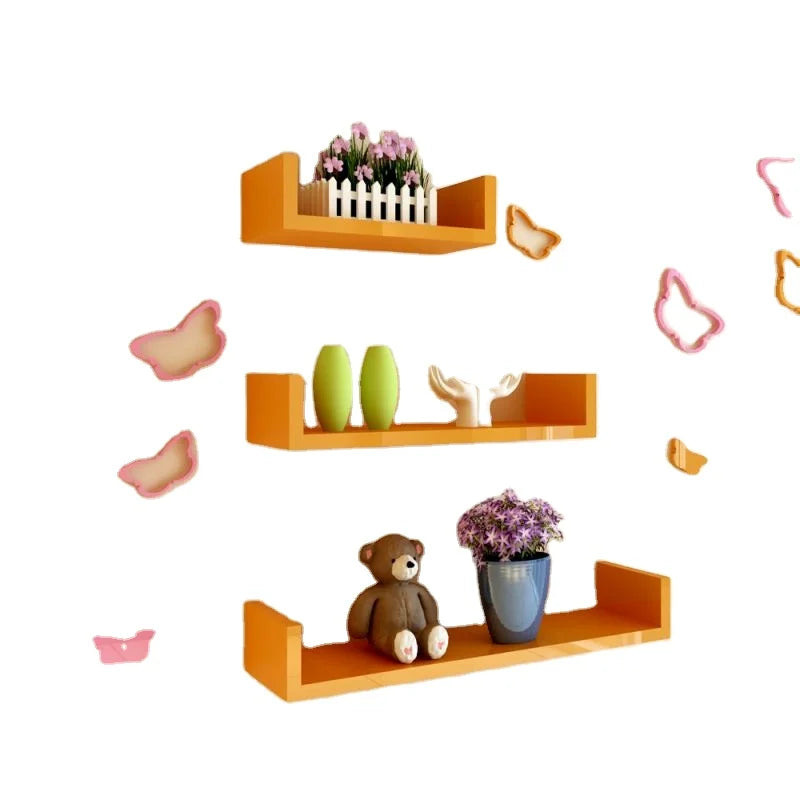 Storage Kitchen Organization Metal Wooden Wall Shelf  Bathroom Floating Shelves Wall Mounted