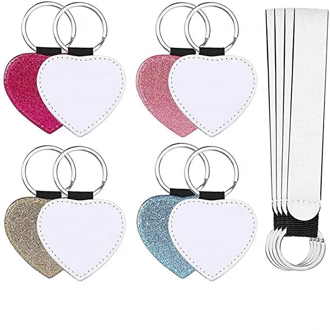 Sublimation Blanks Keychains Kit Glitter Leather Keychain for Promotional & Business Gifts
