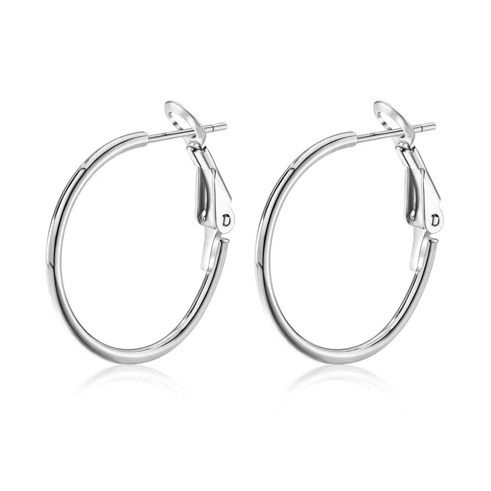 Dylam Nickel Free Hypoallergenic 925 Sterling Silver Round Circle Earring 18K Gold Plated Big Large Hoop Earrings for Women Girl