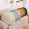 Creative Round Pillow Cushion Handmade Knitting Throw Pillow Knitting Cushion Sofa Cushion Cozy Shaggy Pillow Sofa Decor