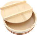 Bambus Oke Sushi Hangiri Circle Japanese Sashimi Plate Sushi Barrel for Chirashi Pine Wooden Sushi Rice Mixing Tub Copper White