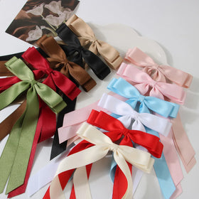 New Double Layer Hair Bow Clips for Girls Women Hair Bows with Long Tail Bowknot Hair Clip for Women Accessories
