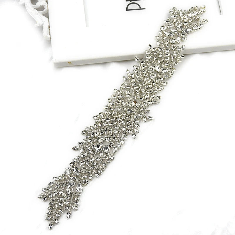 New Arrival Rhinestone Beaded Wedding Belt Applique Patch for Bridal WRA-1085