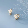 New Design S925 Sterling Silver Enamel Flower Hoop Earrings for Women M01439
