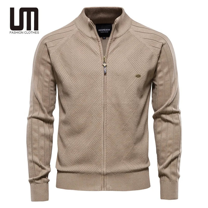 OEM Cheap Good Quality New Winter Mens Solid Color Cardigan Zipper Cotton Basic Knitted Sweaters