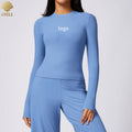 Customized Tight Long-sleeved a Piece Yoga Clothing Running Thread Quick-Drying Fitness Top Sports T-shirt Women