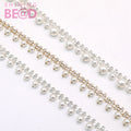Rhinestone Trimming Decoration Pearls Crystal Bling Chain Bridal Trim Applique Sew on Wedding Belt Garment Accessory