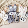 2026 Girls Cute Grippers Winter Warm Grip Soft Fluffy Fuzzy Cozy Hedgehog Elk Pattern Non Slip Silicone Slipper Socks for Women