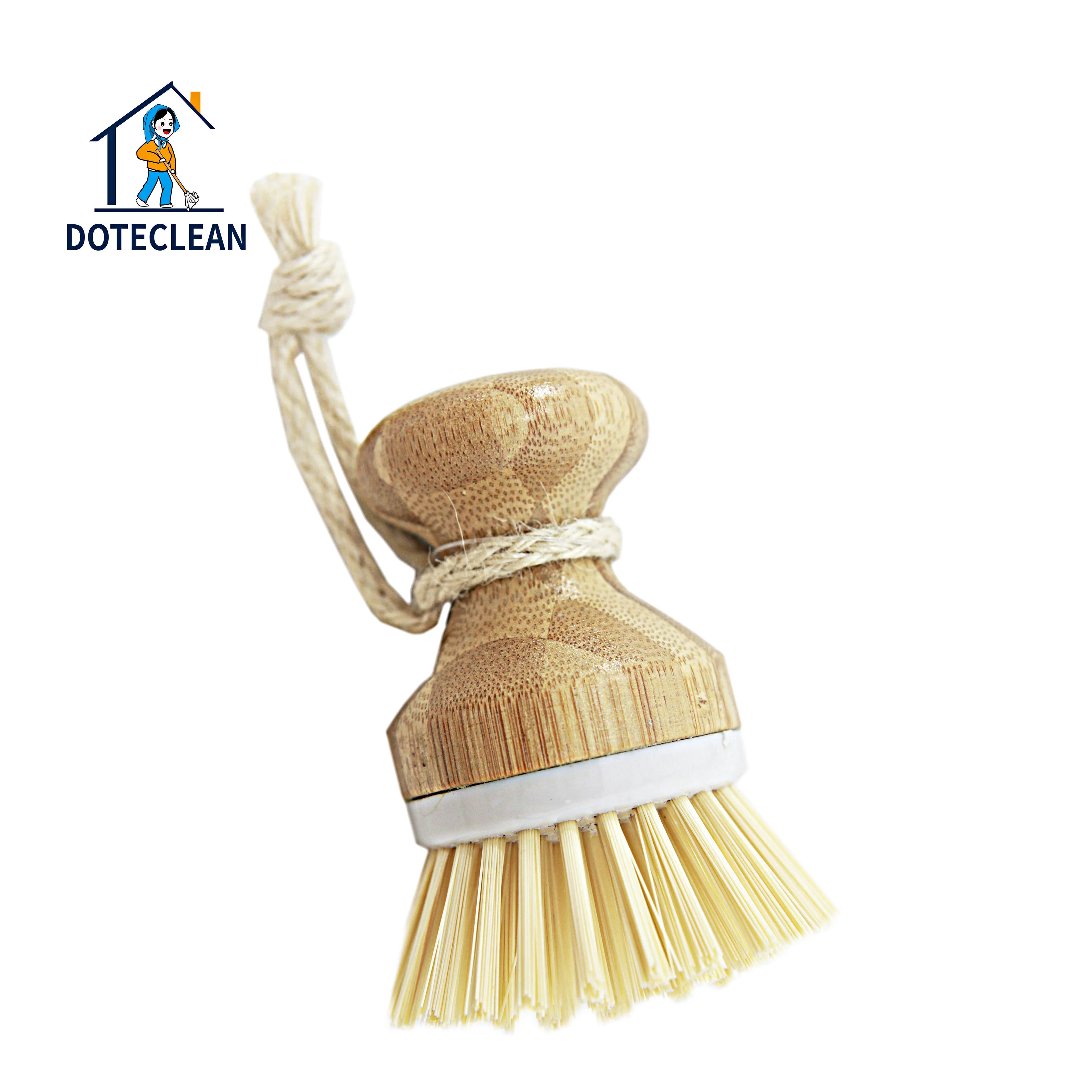 Eco-friendly Round Bamboo Dish Pot Vegetable Scrubbing Cleaning Brush Nature Wooden Material