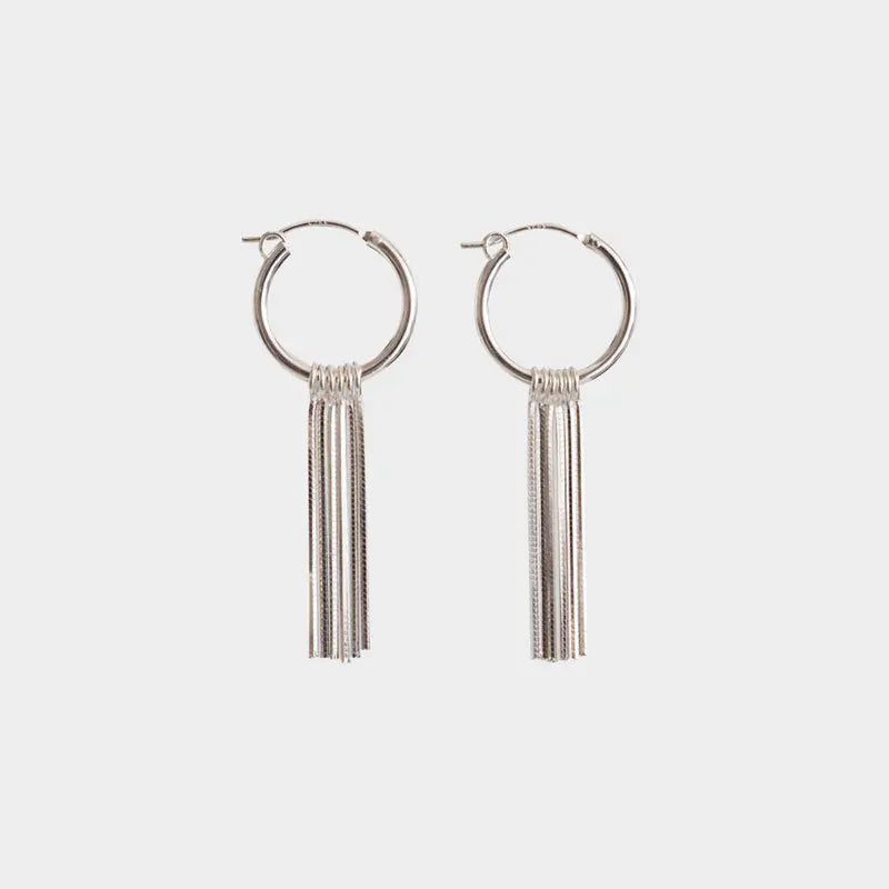 S925 Sterling Silver Tassel Hoop Earring Minimalist Ear Wire Delicate Designer Earrings Fashion Jewelry Earrings Women