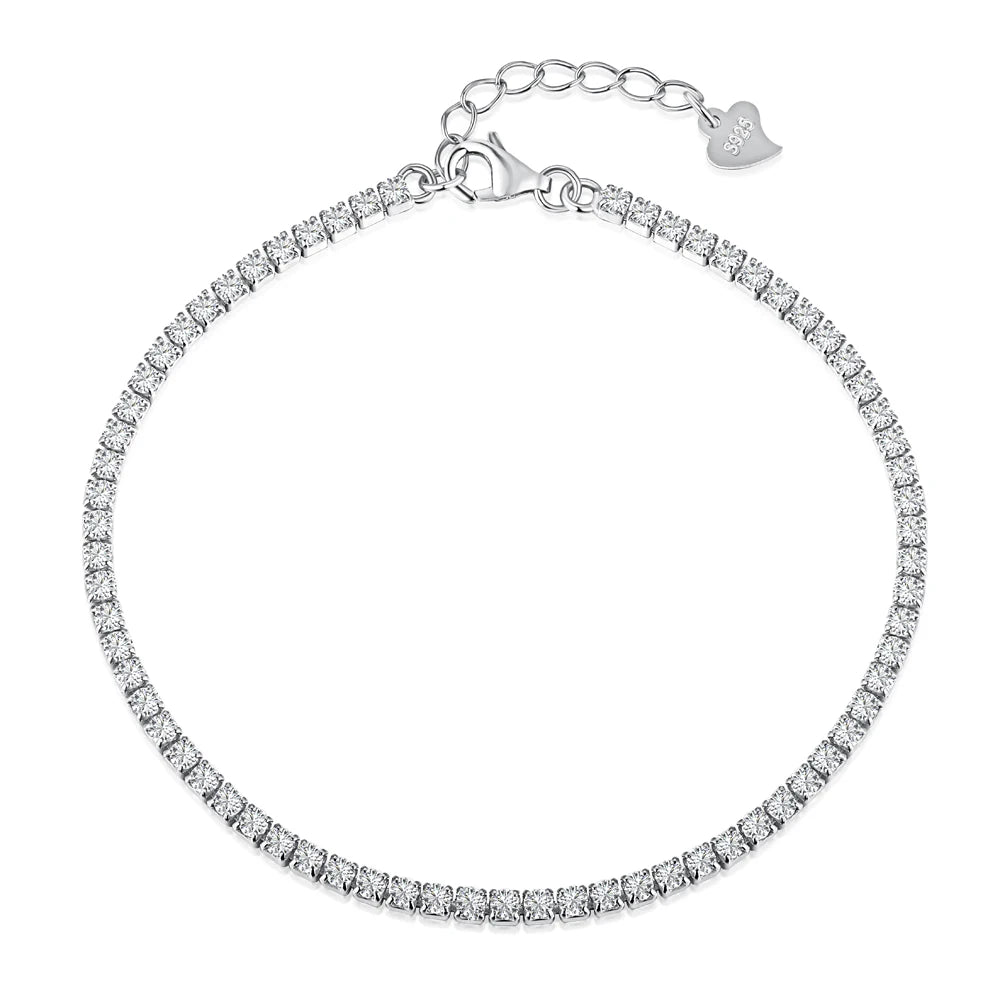 Dylam Wholesale 925 Silver Tennis Chain Bezel Sterling Cz Adjustable Rose Gold Solid Mounting Extremely Stylish Women Bracelet