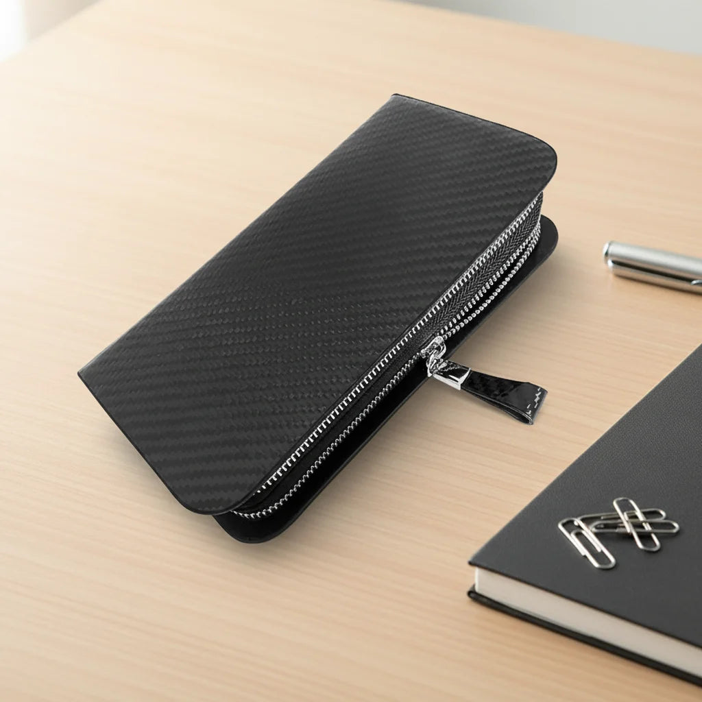 Original Factory Business Waterproof Bag Zipper Wallet Carbon Fiber Money Wallet