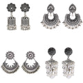 Douvei Vintage Jhumki Earrings Silver Plated Alloy Little Charm Round Bead Tassel Earrings Bohemian Earrings