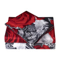 3D Bed Sheet Set - 4 Piece 3D Red and White Rose Reactive Printed Sheet Set King Size - Soft Breathable Fade Resistant