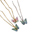 Fashion Stainless Steel Lip Chain Necklace Women Luxury Gold Foil Gradient Symphony Acrylic Butterfly Necklace for Daughter