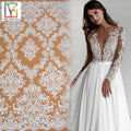 French Tulle Wedding Net Lace Luxury Sequins Beaded Fabric Bridal Dress Embroidery Lace Fabric