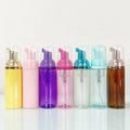 Stock Samples 30ml 50/60ml Pink Colorful Plastic Face Wash Cleanser Foaming Bottles with Pump Lotion Lids