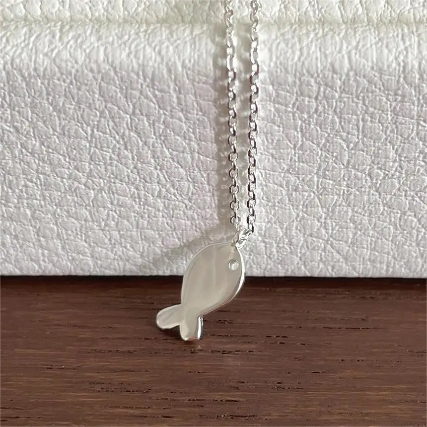 Fine Jewelry 925 Sterling Silver Fashion Women Jewelry Minimalist Fish Pendant Necklace for Women