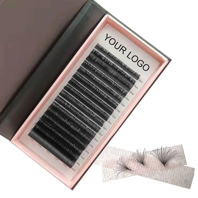 Wholesale 6-25mm 0.03mm0.05mm 0.07mm C CC D DD Curl Matte Black Eyelash Extensions Custom logo Russian Volume Lash Extension