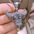CAOSHI Luxury Latest New Year Gifts Cool Red Eyes Bull Zircon Pendant Necklace Men Women Unisex Silver Animal Necklace