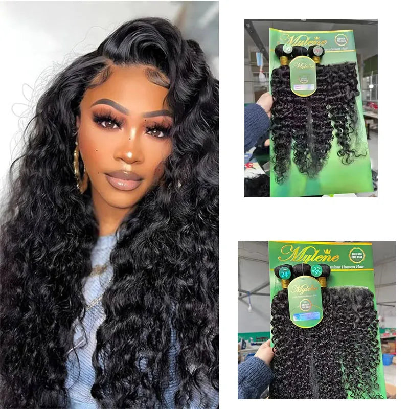 3 in 1 Human Hair  With 13x4 Closure Set With Frontal Virgin Hair Bundles With Lace Closure Straight Hum