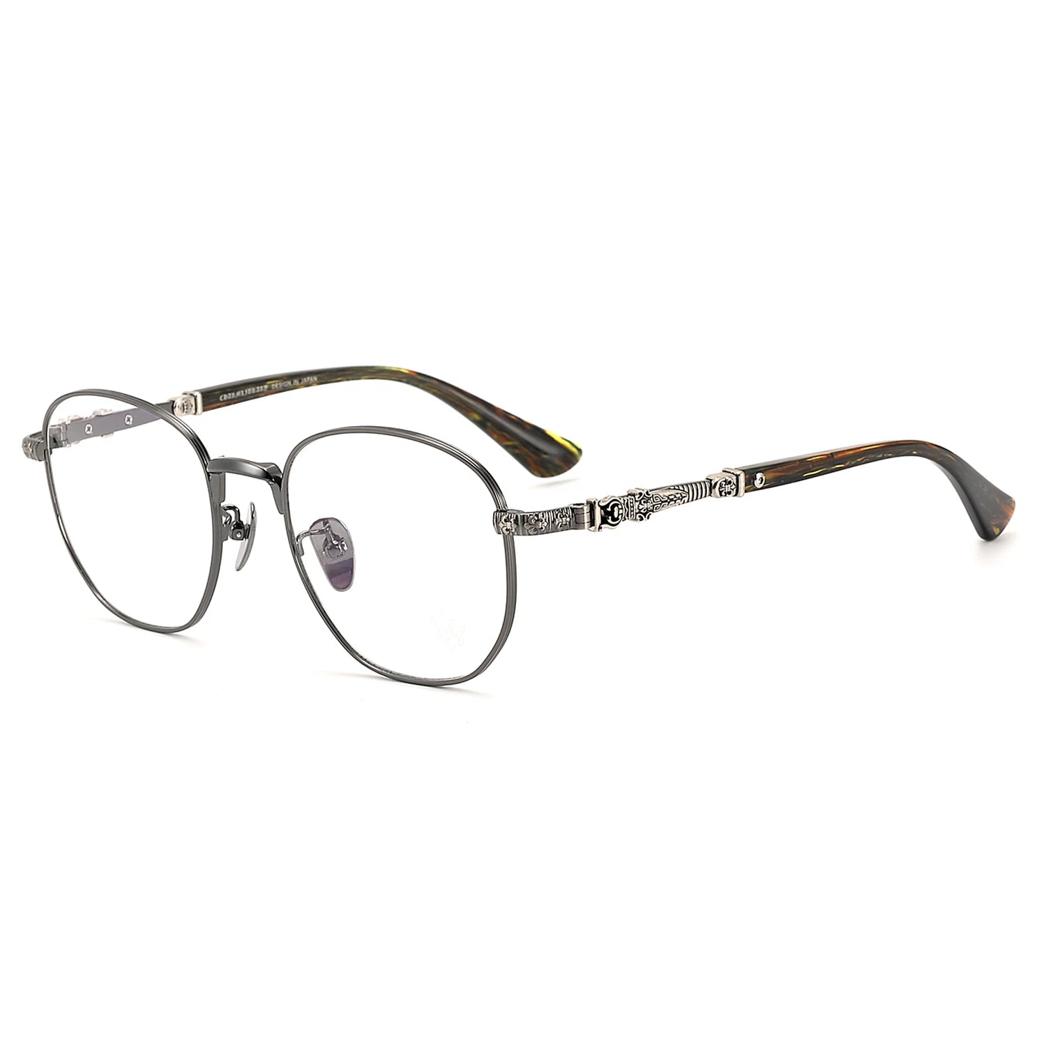Vintage Round Optical Glasses Titanium Anti-Rust Elliptical Frame Available Black Gold Gray Claret Silver Striped Print Styles