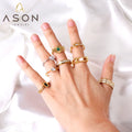 Ason Fashion Jewelry Design Wholesale Jewelry 18K Gold Plated Wedding Gift Gold Rings Adjustable Stainless Steel Women Rings