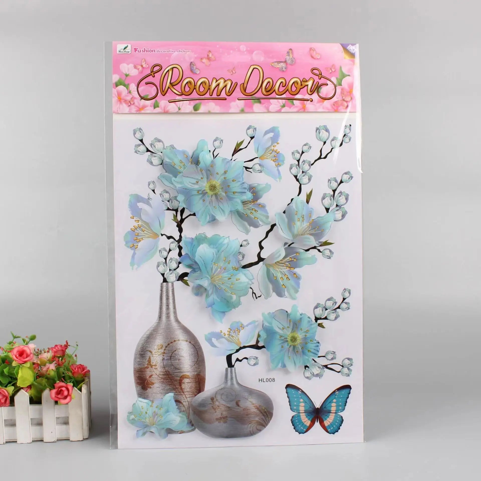 Home Decoration Wall Stickers 7D 8D Vase Flower Decorative Sticker Wall Sticker 3D Family Decor for Door Desk Party Supplies