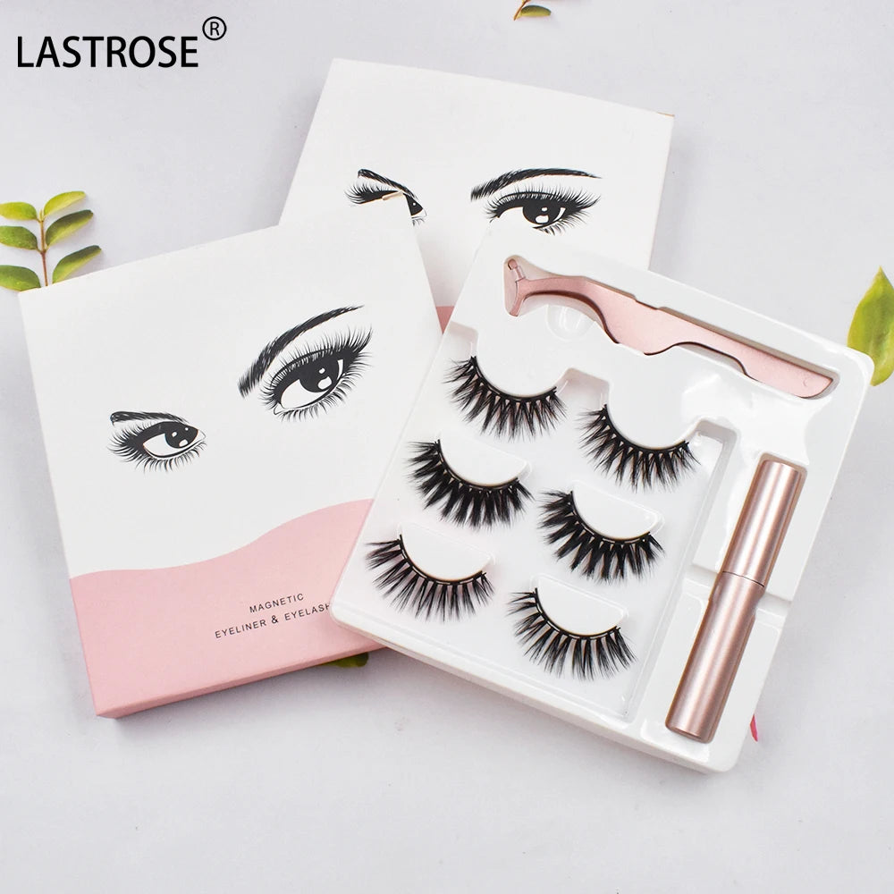 Private Label 3D Silk Magnetic Eyelashes with Magnetic Eyeliner Set OEM Magnetic Eyelash Box
